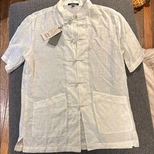 Taizi Chinese style men’s linen short sleeve shirt